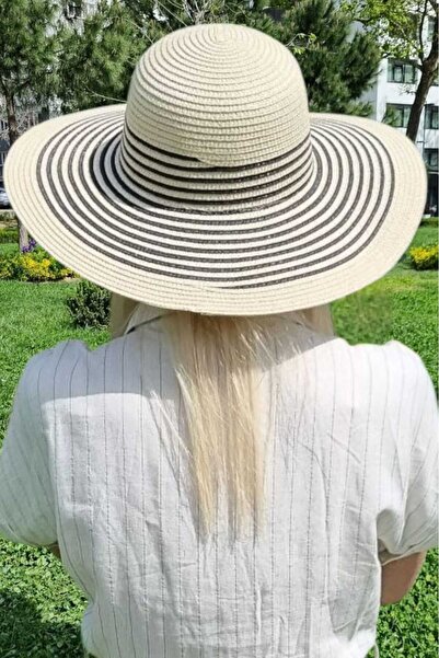Mood Agenda Ženska široka oboda Prugasto slamnati letnji šešir za plažu