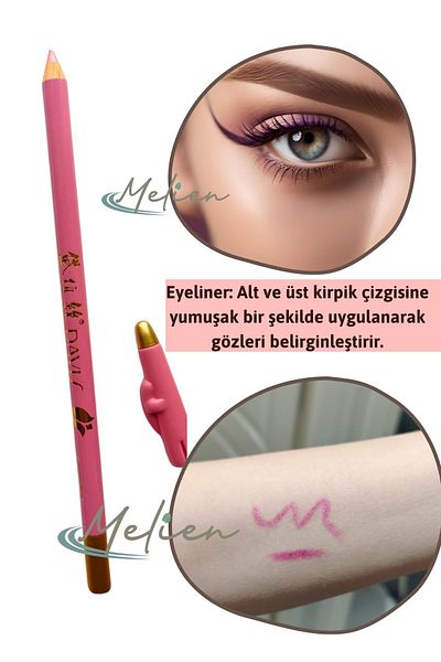 Melien 1Pcs Pink Red Waterproof Lip Eyeliner Pencil under Eye Brow Dyeing Makeup Pen Set
