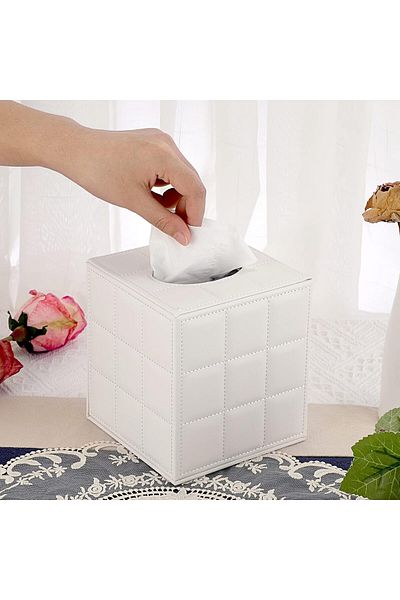 COOYA Square Leather Tissue Box Cover,Solid and Stylish,with Magnetic Bottom & PU Leather Exterior,for Car
