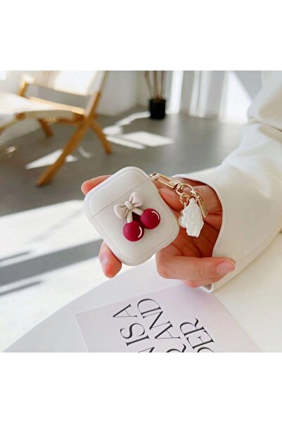 UnDePlus Apple Airpods 3. Nesil Uyumlu Kılıf Kalp Leopar Taş Kiraz Desenli Fi...
