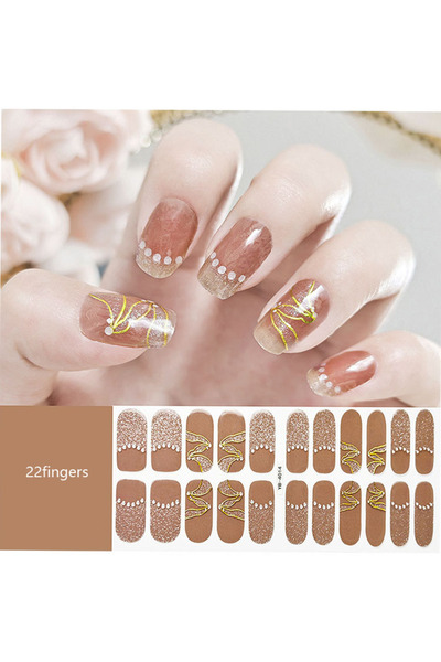 Youtrico ملصقات طلاء أظافر لامعة مكونة من 22 إصبعًا ذاتية اللصق DIY