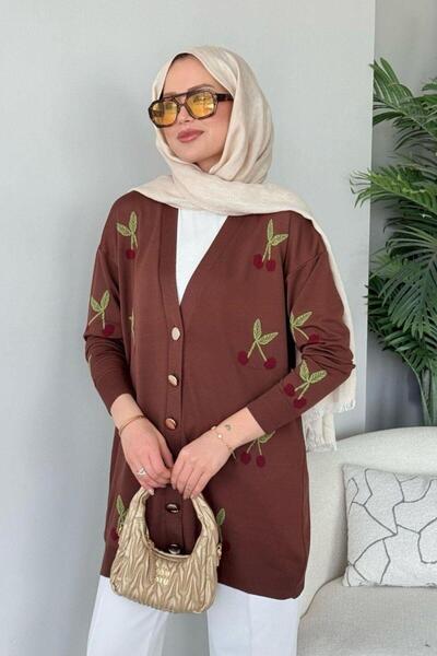 Şulemoda Giyim Cherry Mercerized Cardigan Brown