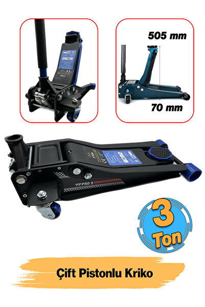 Badem10 Çift Pistonlu Alçak Şase Profil Kriko 3 Ton Oto Araç Araba Kaldırma S...