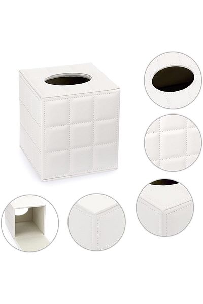 COOYA Square Leather Tissue Box Cover,Solid and Stylish,with Magnetic Bottom & PU Leather Exterior,for Car