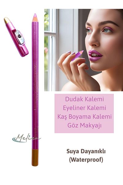 Melien 1Pcs Pink Red Waterproof Lip Eyeliner Pencil under Eye Brow Dyeing Makeup Pen Set