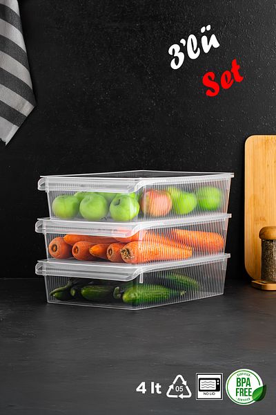 Porsima 3183 3 Pieces Covered Cabinet and Refrigerator Organizer Bathroom Kitchen Organizer 4 Liters