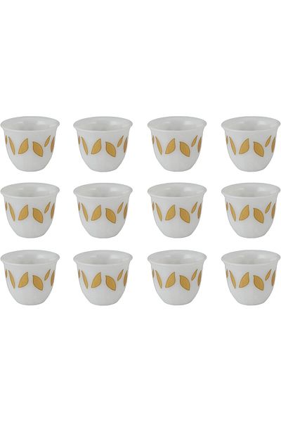 Generic ALSAIF 12-piece Arab Coffee Cup Set is made of porcelain and is perfect for serving coffee at vario