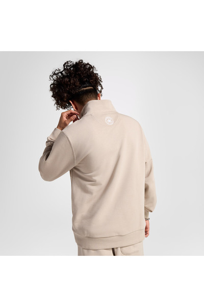 Converse Classic Sport Yarım Fermuarlı Erkek Bej Sweatshirt