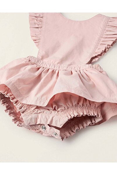 Ziddy Pinafore Dress with Ruffles and Bloomers for Newborn Girls, Pink