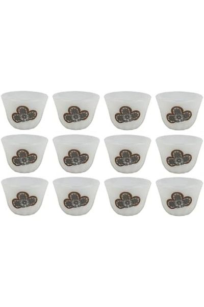 ALSAIF Java Cup Set, 12 Pieces, White And Gold, Size L, Model 5143/g2/l