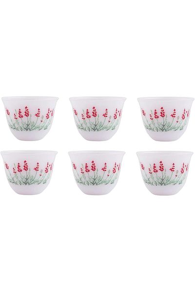 Generic AL SAIF Gawa Cup Set Of 6PCs, White/Red Size: Large, K65171/1/L