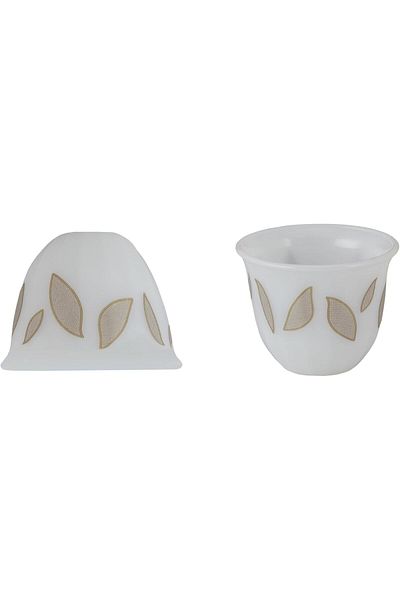 Generic ALSAIF 12-piece Arab Coffee Cup Set is made of porcelain and is perfect for serving coffee at vario