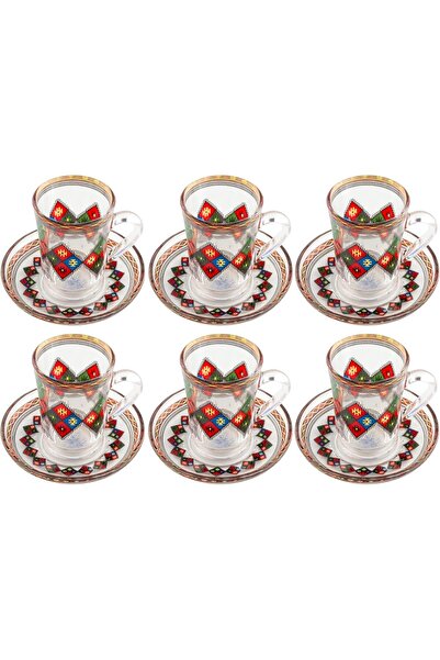 Generic Al Saif Deluxe Cup and Saucer Set, 12 Pieces, Multi-Colored