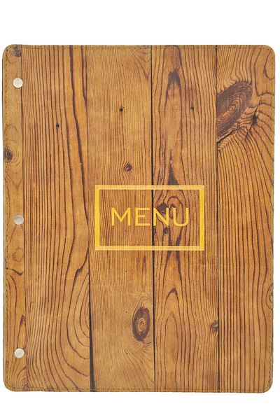 ankara menü Wooden Patterned Leather A4 Menu (Wood)