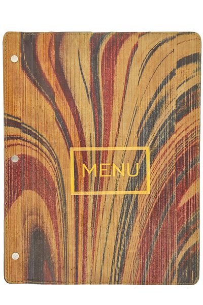 ankara menü Wooden Patterned Leather A4 Menu (Wave)