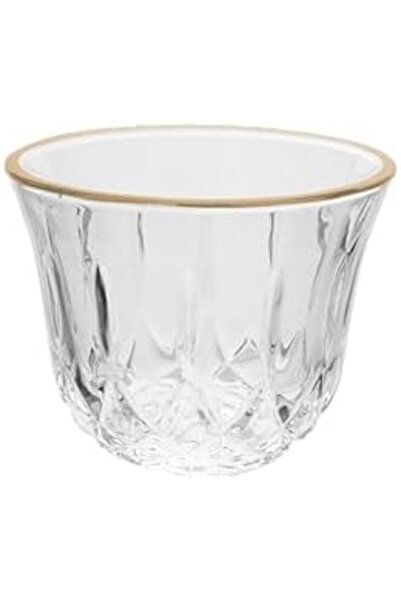 ALSAIF 6-pieces Arabian Coffee Cup Set Made Of Glass, Clear With Gold.