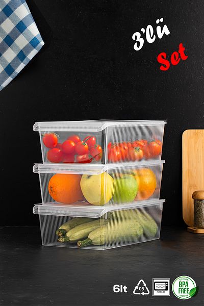 Porsima 3184 3 Pieces Covered Cabinet and Refrigerator Organizer Bathroom Kitchen Organizer 6 Liters