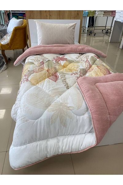 argehome Single Double Sided Luxury Welsoft Elite Quilt Soft Fleece Quilt and Pillow Case Alena Powder
