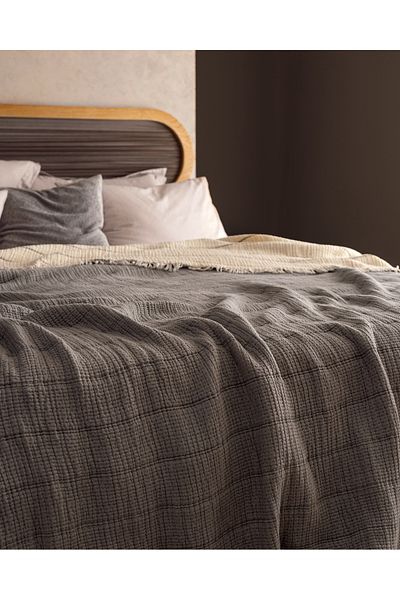 Madame Coco Carolines Double Cotton Bedspread - Gray