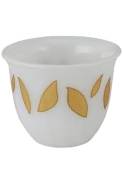 ALSAIF Arabic Coffee Cup Set - 12 Pieces - Porcelain, Gold (SIZE S)