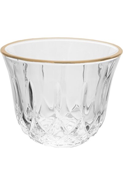 ALSAIF 6-pieces Arabian Coffee Cup Set Made Of Glass, Clear With Gold.