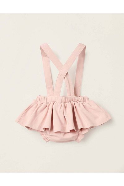 Ziddy Piqu Strappy Pinafore Dress for Newborn Girls, Pink