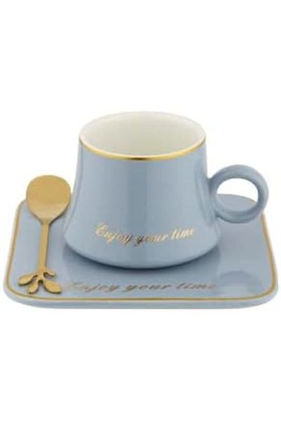ALSAIF Set Of Plate, Steel Spoon, Tea And Coffee Cup 90cc From , 18 Pieces, Shiny Grey