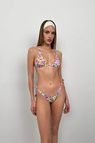 Black Fashion Pink Printed Bikini Set
