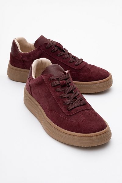 LuviShoes Γυναικεία αθλητικά παπούτσια FİORE Βουργουνδίας Γνήσιο Δερμάτινο Suede