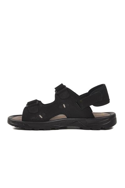AYAKMOD Μαύρα ανδρικά σανδάλια από γνήσιο δέρμα Nubuck 1405 M