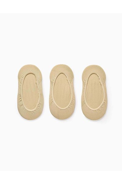 Ziddy Pack of 3 Invisible Socks for Girls, Beige