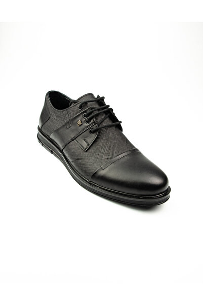 Nobel 1025 Чорні шкіряні класичні черевики з шнурівкою для чоловіків