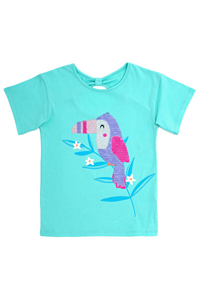 Kyron Μπλουζάκι με παγιέτες από 100% βαμβακερό ροζ πουλί για κορίτσια - χαριτωμένο και πολύχρωμο καλοκαιρινό μπλουζάκι