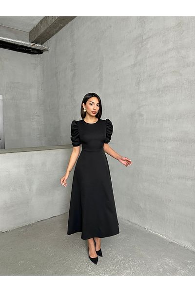 BEJNA Schwarzes Wassermelonenärmelkleid für Damen