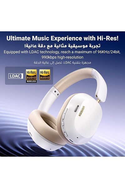 Ugreen Max5C Over-ear Headphones Wireless, 75H Playtime, Adaptive Noise Cancelling, Foldable Earphones