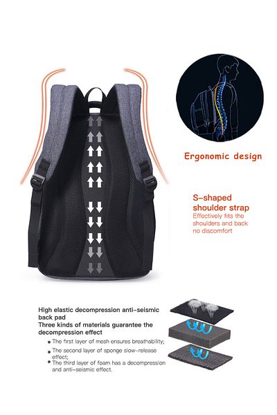 ETG Men's Fashion Business Travel Casual Backpack 31*17*47CM