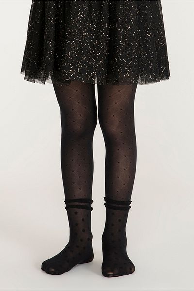 Penti Black Girls Patterned Pantyhose