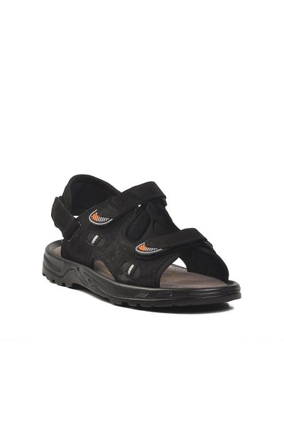 AYAKMOD Μαύρα ανδρικά σανδάλια από γνήσιο δέρμα Nubuck 1405 M