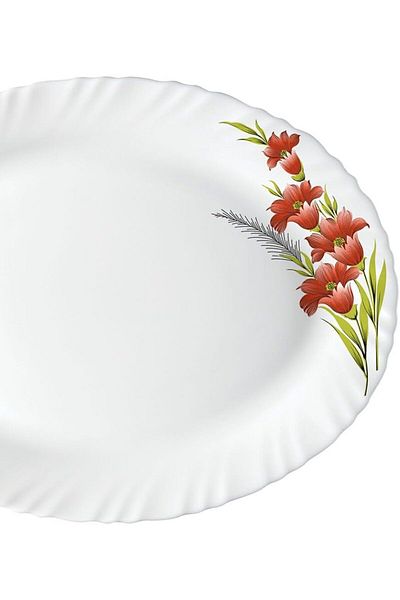 British Chef 33 Pieces Opalware Dinner Set |Microwave, Dishwasher & Frezzer Safe |Red Iris Dinnerware set