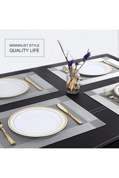 COOYA Placemats Set of 6, Heat Resistant 45*30cm Placemats, Washable Placemats, Non-Slip PVC Table Mats