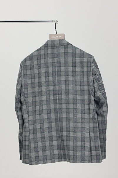 Frappoli Vegas Чоловічий чорно-зелений картатий полівіскозний спортивний блейзер (великий розмір)