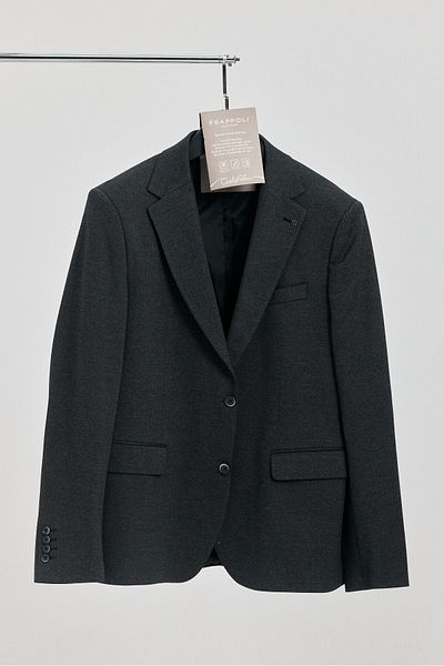 Frappoli Ανδρικό σακάκι Frenco Slim Fit - Υφασμάτινο Διαγώνιο Μοτίβο Anthracite Plus Size
