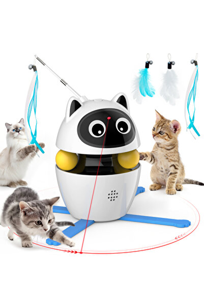 Choice ألعاب قطط كهربائية تفاعلية داخلية جديدة باللون الأبيض 4 في 1 مع كرة ور...