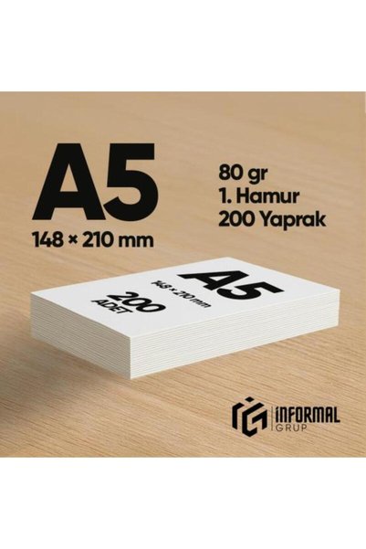 İnformal Yayınları İnformal Fotokopi Kağıdı Premium Kalite A5 200 Yaprak 1. H...