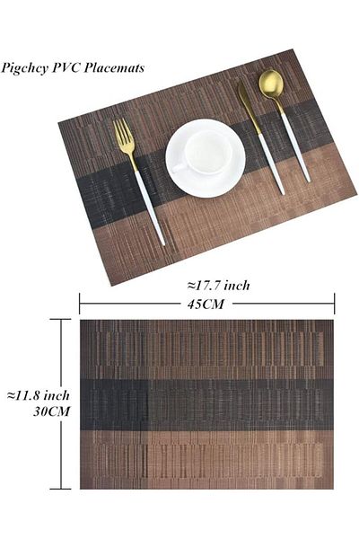 COOYA Set of 6 Placemats,Washable Vinyl Woven Table Mats,Elegant Durable Placemats for Dining Table