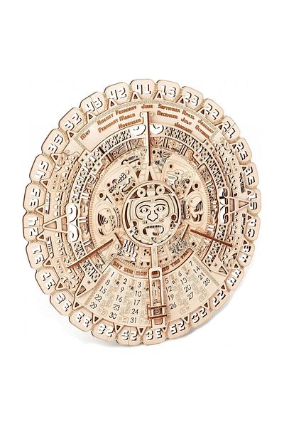 Wood Trick 3D mechanical puzzle, Mayan Calendar, WT, wood, 73 pieces
