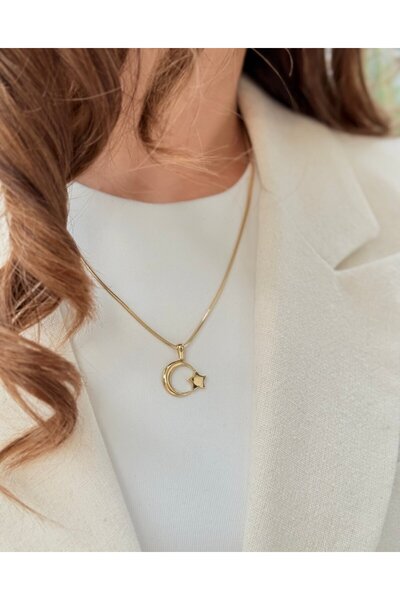 Yener Mücevher Ay Yıldız Altın Kolye Ucu