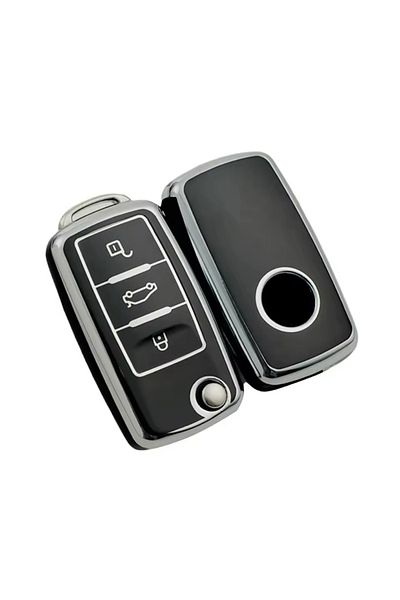 YıldızTuning Seat Leon Mk2 Altea Ibiza Toledo Key Case Cover Black-Silver