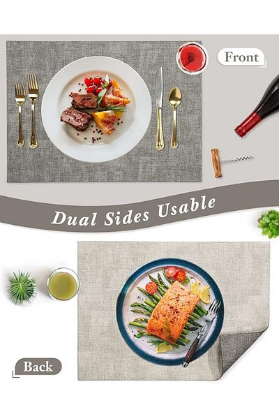 COOYA Set of 6 Leather Placemats Reversible Table Mats Heat Resistant Waterproof Place Mats for Dining