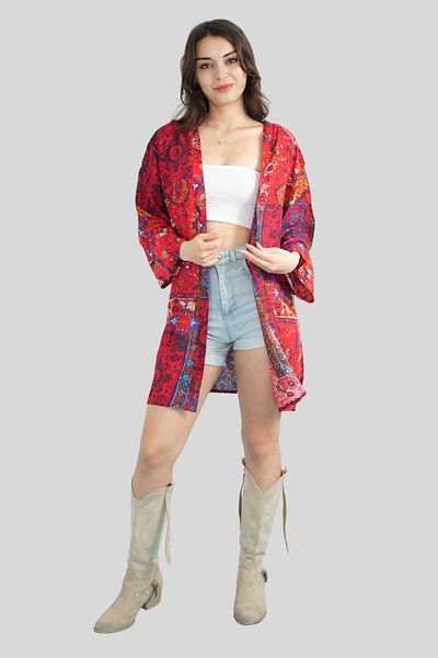 Miss Boheme Red Patterned Kimono